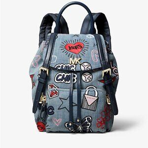 MICHAEL Michael Kors Beacon Small Embroidered Denim Backpack